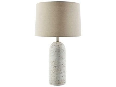 Surya Valle White Wheat Linen Buffet Lamp