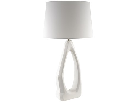 Surya Vallis White Linen Buffet Lamp