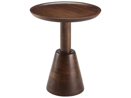 Surya Maeve Round Wood Brown Dark End Table