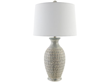 Surya Veroli Gray White Linen Table Lamp