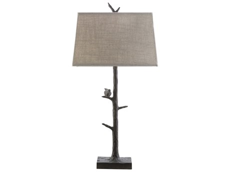 Surya Weber Metallic Bronze Taupe Cotton Buffet Lamp