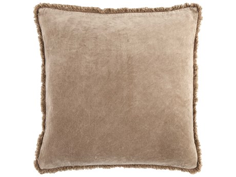 Surya Washed Cotton Velvet Taupe Pillow