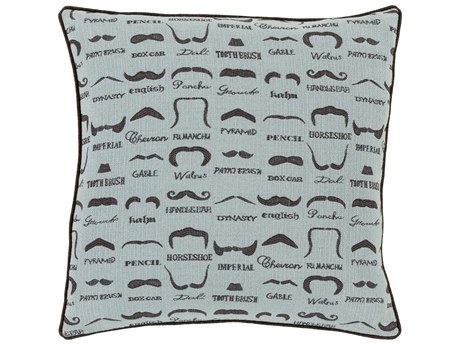 Surya Wax that Stache Ice Blue Pillow