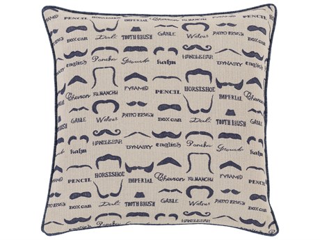 Surya Wax that Stache Beige Pillow