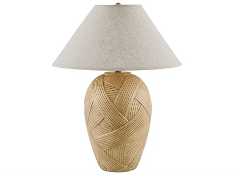 Surya Yendi Cream Wheat Linen Brown Buffet Lamp