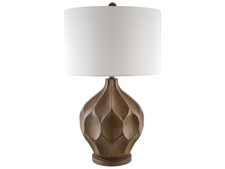 Surya Zealand Brown White Linen Buffet Lamp