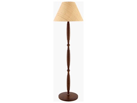 Surya Ziniare Dark Brown White Linen Buffet Lamp