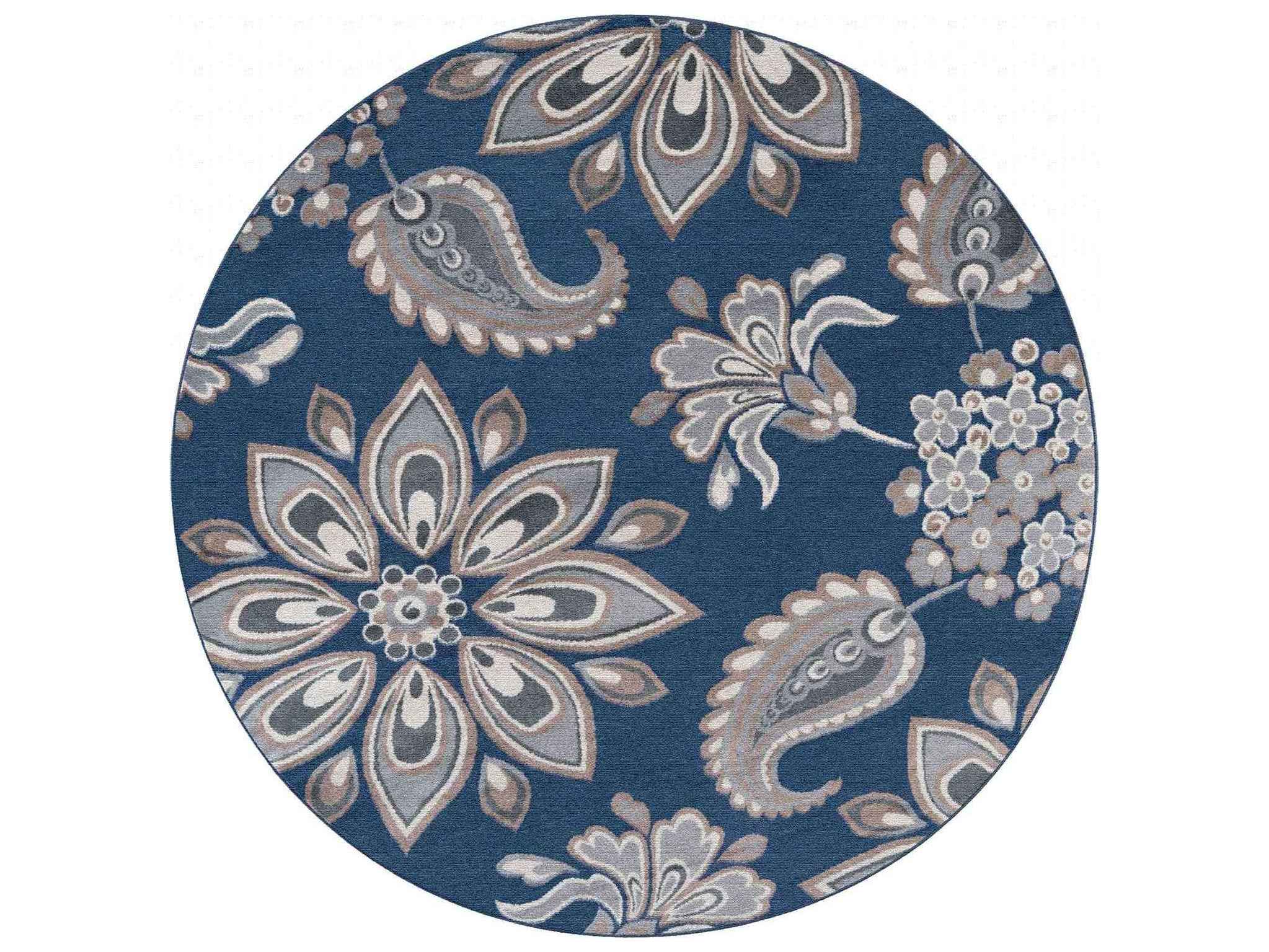 Tayse Rugs Hampton Matilda Navy Round Area Rug TAHMP4307ROU
