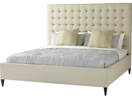 Theodore Alexander Queen Bed White Maple Wood Upholstered Platform