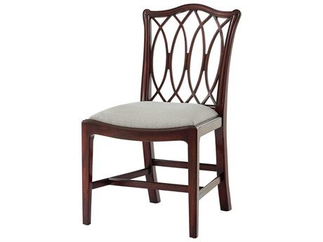Theodore Alexander Ta Originals Mahogany Wood Brown Upholstered Side Dining Chair