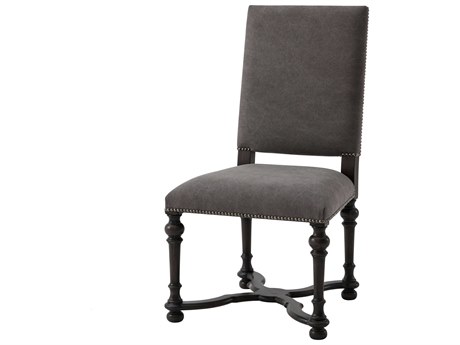 Theodore Alexander Alder Wood Gray Upholstered Side Dining Chair