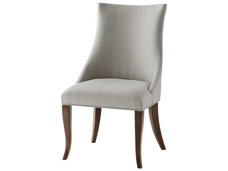 Theodore Alexander Vanucci Eclectics Mahogany Wood Gray Upholstered Side Dining Chair
