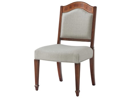 Theodore Alexander English Cabinet Maker Mahogany Wood Brown Upholstered Side Dining Chair