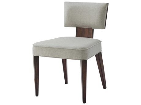 Theodore Alexander Vanucci Eclectics Mahogany Wood Brown Upholstered Side Dining Chair