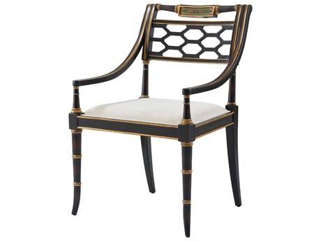 Theodore Alexander Ta Originals Mahogany Wood Brown Arm Dining Chair