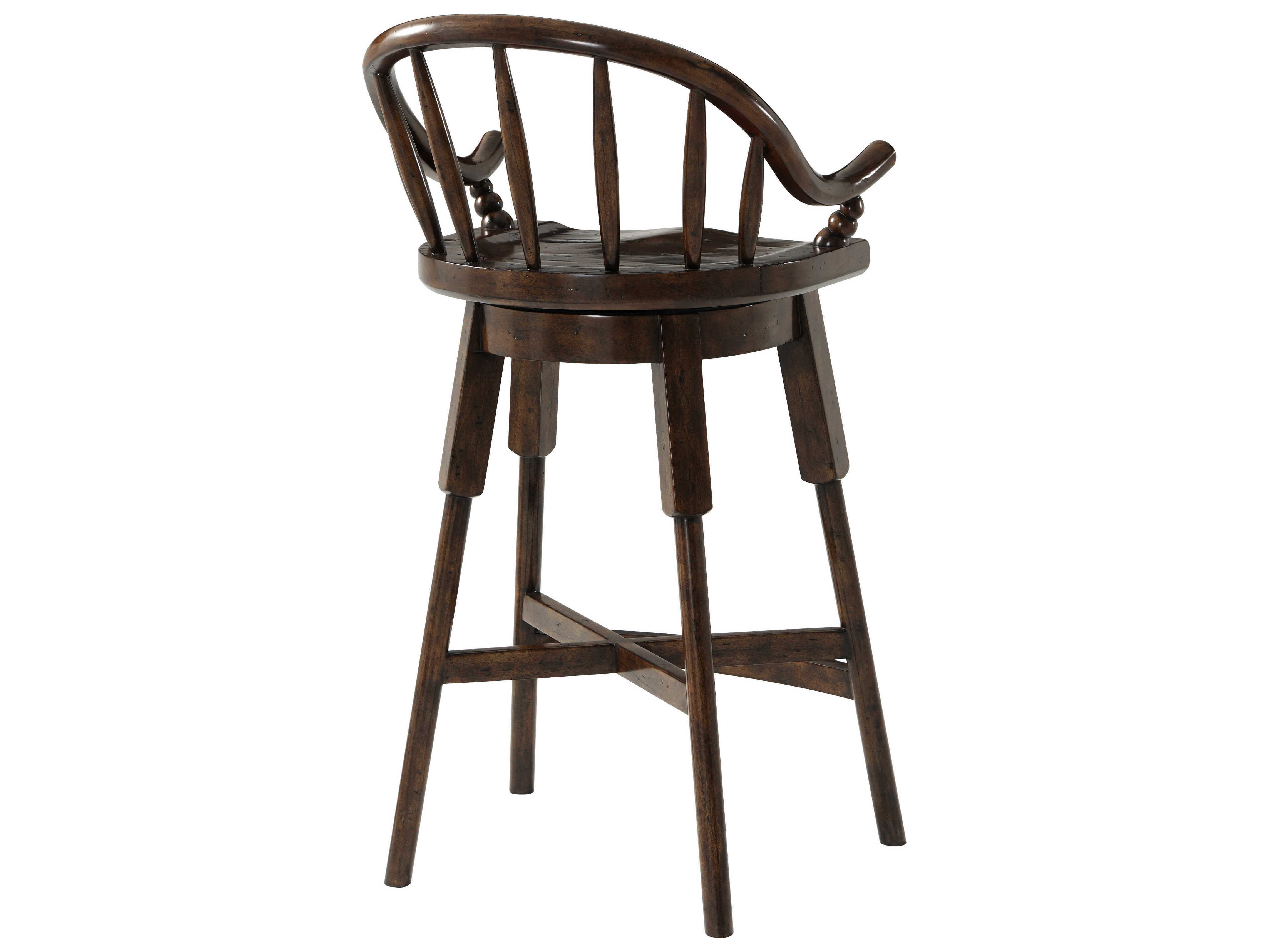 Theodore Alexander Mahogany Arm Swivel Bar Height Stool TAL4300013