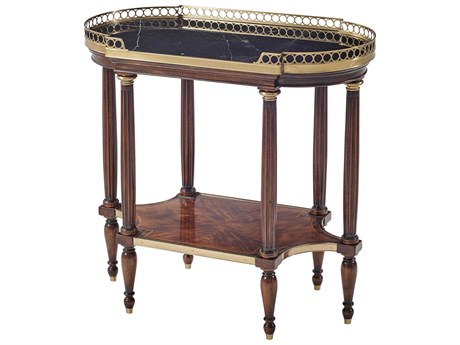 Theodore Alexander Essential Oval Marble Okoume Choco End Table