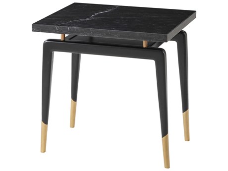 Theodore Alexander Richard Mishaan Rectangular Marble Black Ebony End Table