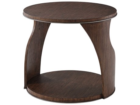 Theodore Alexander Isola Round Wood Charteris Matte Tungsten End Table