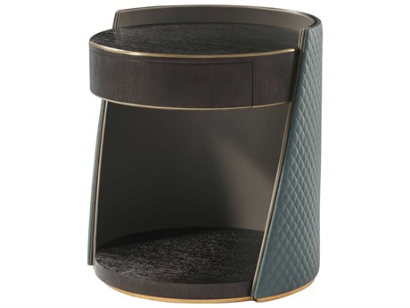 Theodore Alexander Ta Iconic 1-Drawer Bronze Oak Wood Nightstand