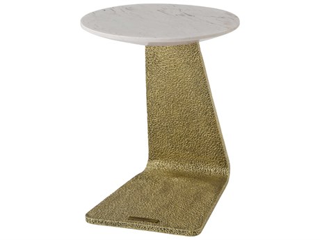 Theodore Alexander Grace Round Marble Gold Coral End Table