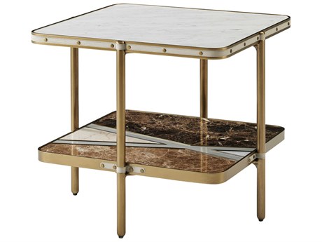 Theodore Alexander Ta Iconic Square Marble Modern Metal End Table