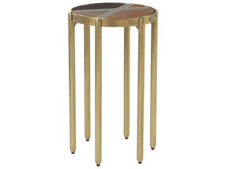 Theodore Alexander Ta Iconic Round Wood Winter Grey Nature Engineered End Table