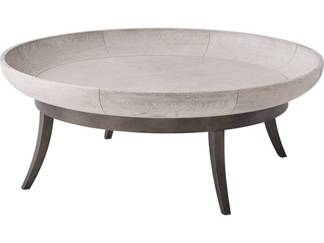 Theodore Alexander Isola Round Wood Matte Tungsten Gowan Coffee Table