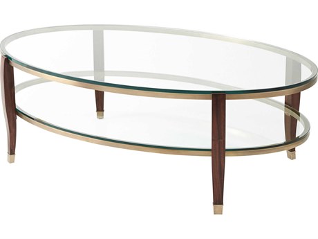 Theodore Alexander Ta Originals Oval Glass Ramsey Mahogany Without Distressing Coffee Table