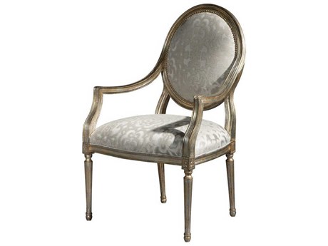 Theodore Alexander Jil Beech Wood Silver Upholstered Arm Dining Chair
