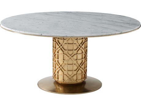 Theodore Alexander Oasis Round Marble Gallery Gold Colter Dining Table