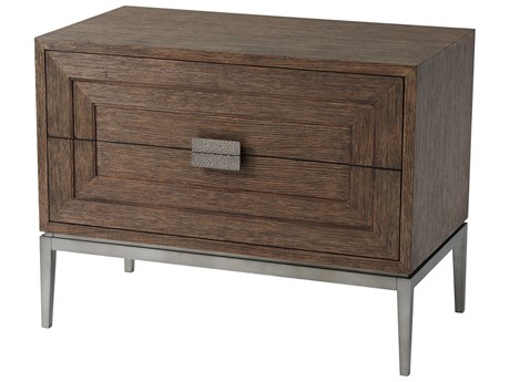 Theodore Alexander Isola 2-Drawers Brown Oak Wood Genevra Nightstand