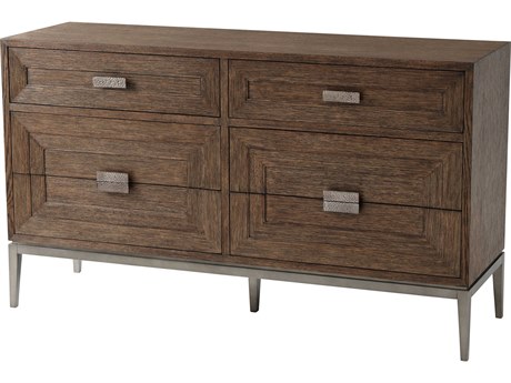 Theodore Alexander Isola 6-Drawers Brown Oak Wood Genevra Double Dresser