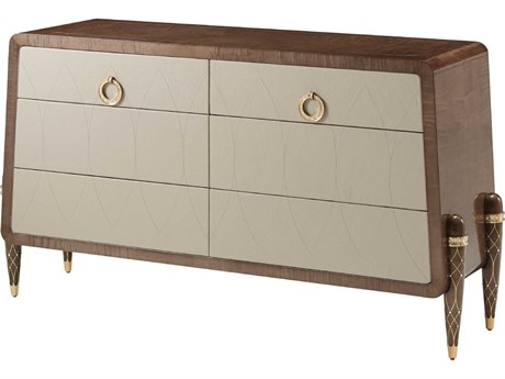 Theodore Alexander Grace Agate Brown Maple Wood Accent Chest of Drawers