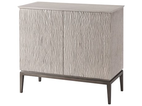 Theodore Alexander Isola Gowan Matte Tungsten Gray Beige Oak Wood Oliviero Accent Chest