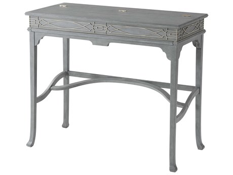 Theodore Alexander Campaign Grey Limestone Acacia Wood Secretary Desk