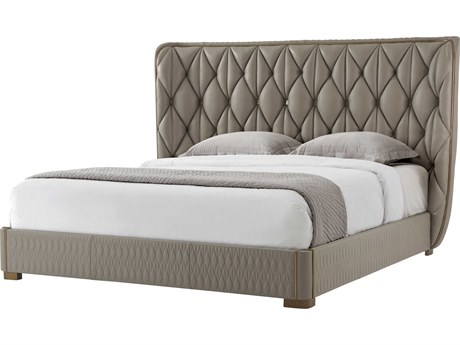 Theodore Alexander Ta Iconic Green Bronze Upholstered King Platform Bed