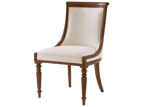 Theodore Alexander Althorp Living History Mahogany Wood Brown Upholstered Floris Side Dining Chair