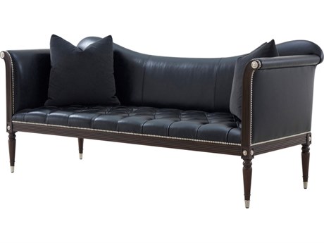 Theodore Alexander Spencer London Black Faux Leather Sofa