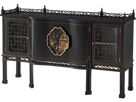 Theodore Alexander 62" Mahogany Wood Antique Gold Gilt Italian Sideboard