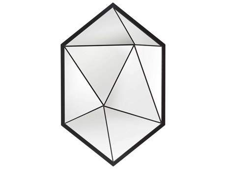 Theodore Alexander Alexa Hampton Hexagon Black Lacquer Vlad Wall Mirror