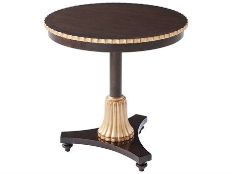 Theodore Alexander Alexa Hampton Round Wood Painted Gold Cambridge Sofia End Table