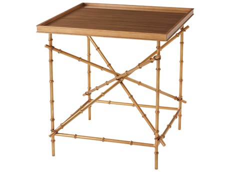 Theodore Alexander Alexa Hampton Rectangular Glass Painted Gold Ingrid End Table