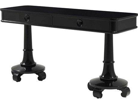 Theodore Alexander Alexa Hampton Rectangular Wood Black Lacquer Pearce Console Table
