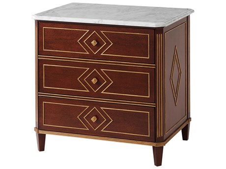 Theodore Alexander Alexa Hampton 3-Drawers Brown Mahogany Wood Olga Nightstand