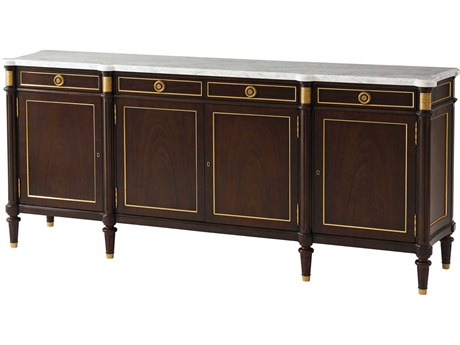 Theodore Alexander Alexa Hampton 91" Mahogany Wood Painted Gold Cambridge Hamilton Sideboard