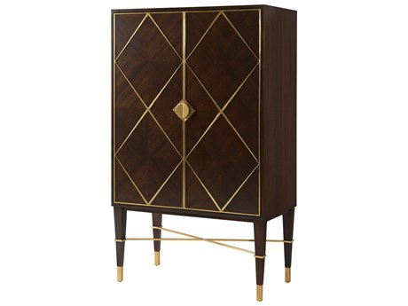 Theodore Alexander Alexa Hampton Brown Mahogany Wood Cambridge Max Bar Cabinet