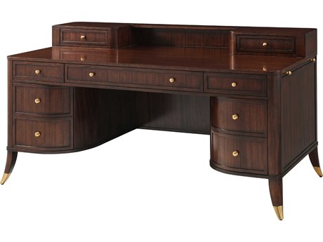 Theodore Alexander Alexa Hampton Rootbeer Cambridge Brown Mahogany Wood Gordon Credenza Desk