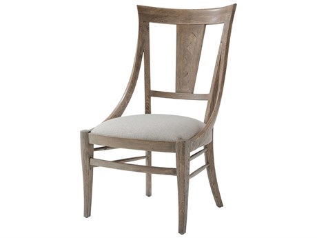 Theodore Alexander The Echoes Oak Wood Gray Upholstered Solihull Side Dining Chair