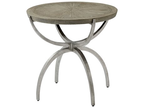 Theodore Alexander The Echoes Round Wood Grey Echo Oak Weston End Table